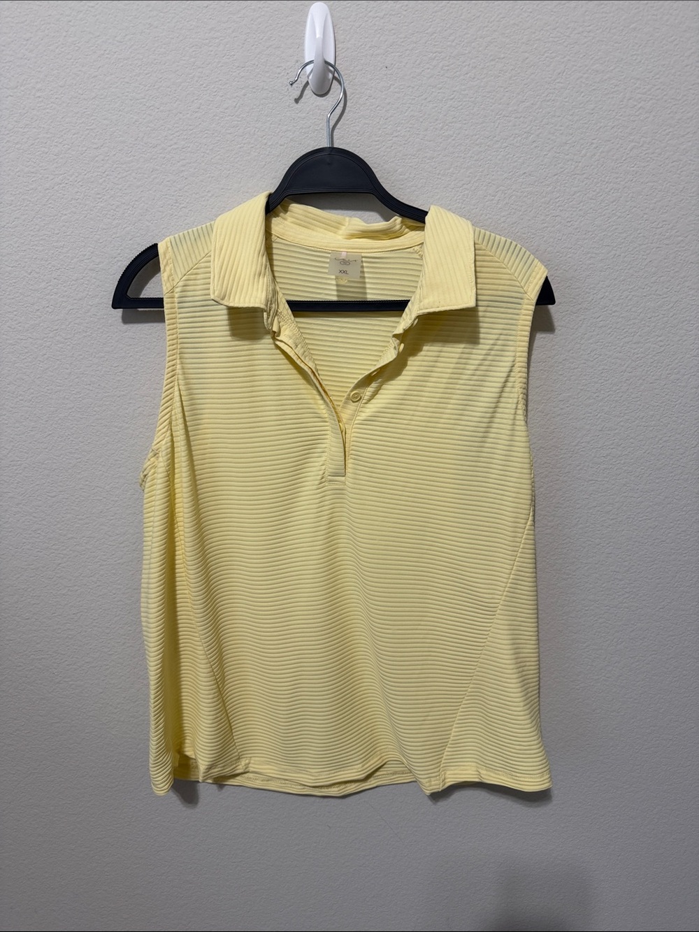 Sleeveless Polo Tank Top in Soft Yellow. FA26